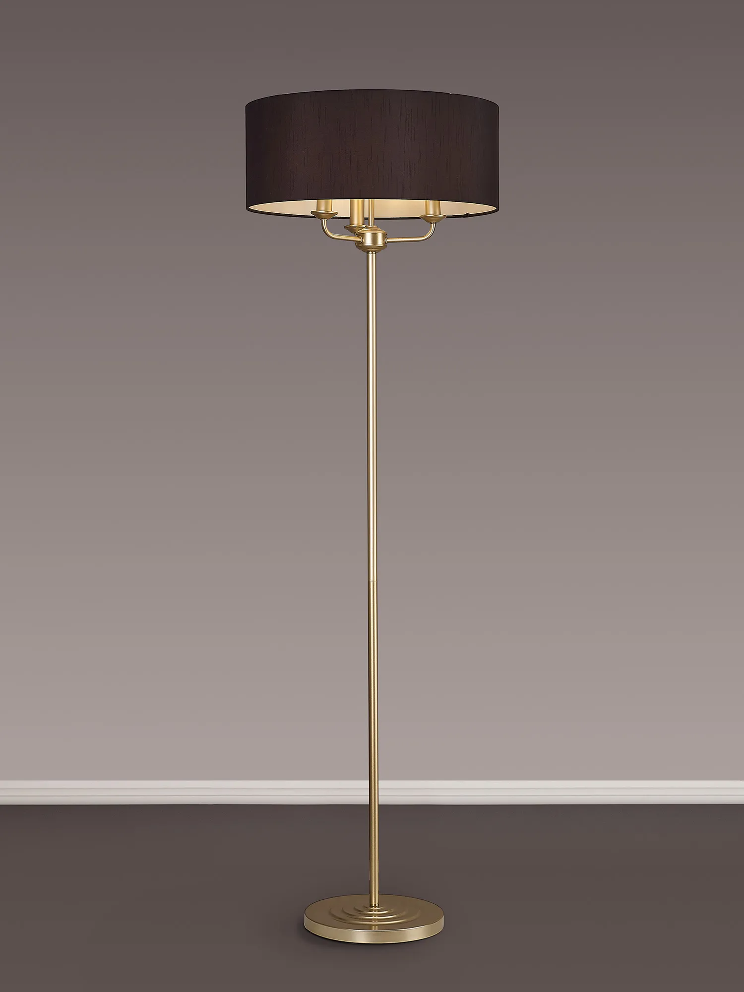 Banyan 45cm 3 Light Floor Lamp Champagne Gold; Black DK0998  Deco Banyan CG BL